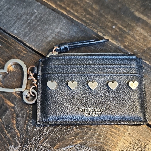 Victoria's Secret Accessories - Victoria's Secret Black Card Holder with Gold Heart Accents